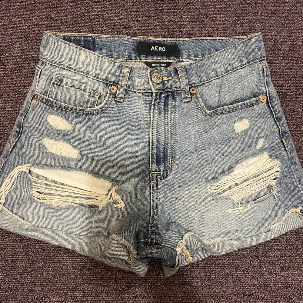 Aeropostale Light Blue Ripped Jean Shorts